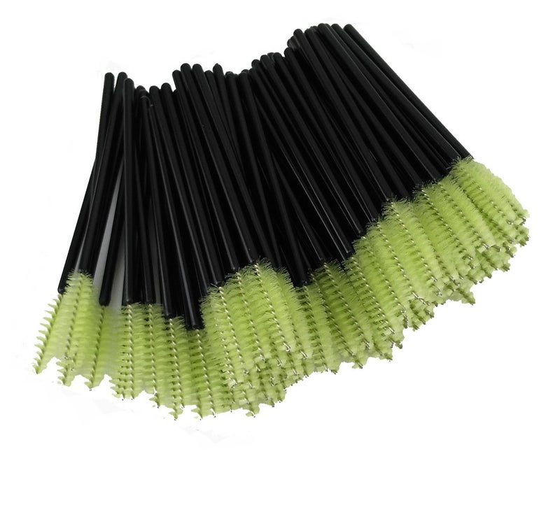 Yueton Pack of 100 Disposable Eyelash Brushes Wands Mascara Applicator (Black+Green) - Image 2